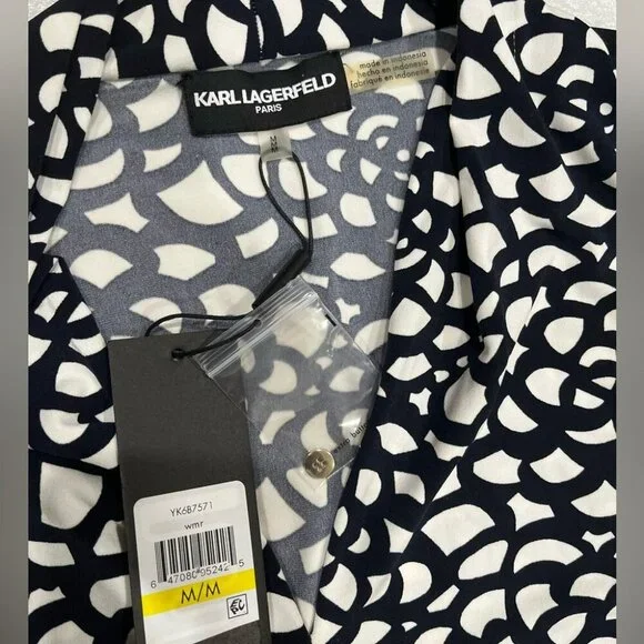 [M]Karl Lagerfeld Floral Prints V Neck L/S Pullover Jersey Blouse - Picture 4 of 6